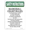 Signmission OSHA INSTRUCTIONS, 10" Height, Aluminum, 10" x 7", Portrait, Basketball Court Rules Use Basketball OS-SI-A-710-V-11460 - alternate 1